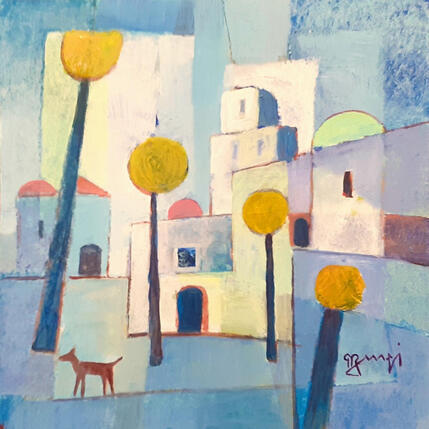 Peinture AO9 VILLAGE AU CHIEN par Burgi Roger | Tableau