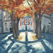 Painting Sous les arbres by Piffard Cédric | Painting Figurative Urban Life style Architecture Oil