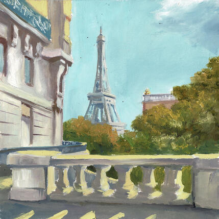 Painting Un matin devant la Tour by Piffard Cédric | Painting Figurative Oil Architecture, Life style, Pop icons, Urban