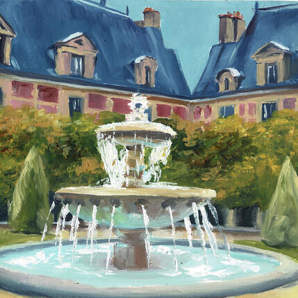 Gemälde Devant la fontaine von Piffard Cédric | Gemälde Figurativ Öl Alltagsszenen, Architektur, Pop-Ikonen, Urban