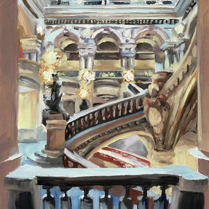 Painting La nuit de l'Opéra by Piffard Cédric | Painting Figurative Oil Architecture, Life style, Urban