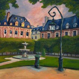 Painting Les jardins de Paris by Piffard Cédric | Painting Figurative Oil Architecture, Life style, Urban