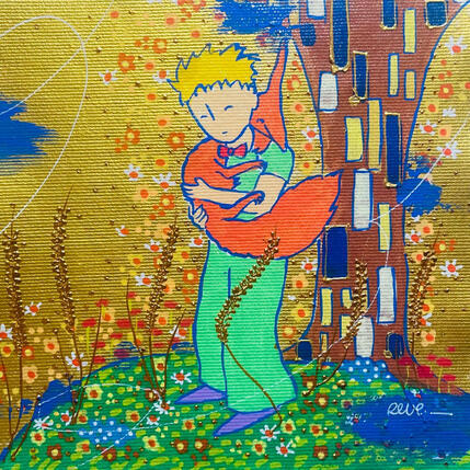 Gemälde Créer du lien  von Revel | Gemälde Pop-Art Acryl Pop-Ikonen