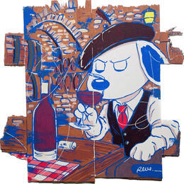 Gemälde Beaujolais nouveau  von Revel | Gemälde Pop-Art Acryl, Upcycling Pop-Ikonen