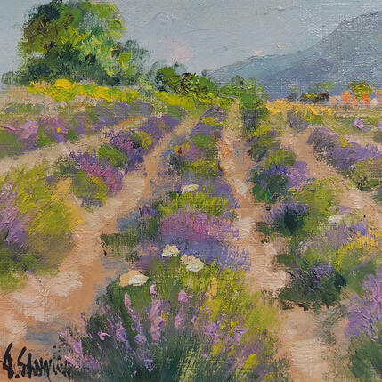 Peinture Quelques lavandes dans le Lubéron par Sannier Daniel | Tableau Impressionnisme Huile Paysages