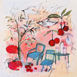 Painting Le temps des cerises  by Colombo Cécile | Painting