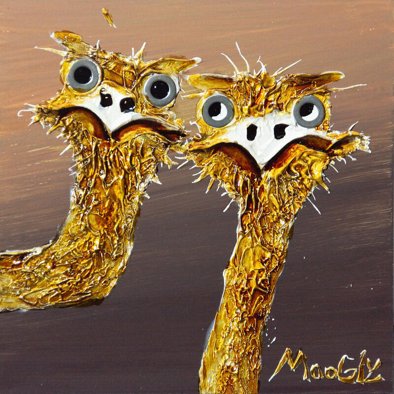 Gemälde Inséparablus von Moogly | Gemälde Art brut Tiere Acryl Harz Pigmente