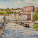 Painting La Saône à Lyon by Decoudun Jean charles | Painting Figurative Urban Watercolor