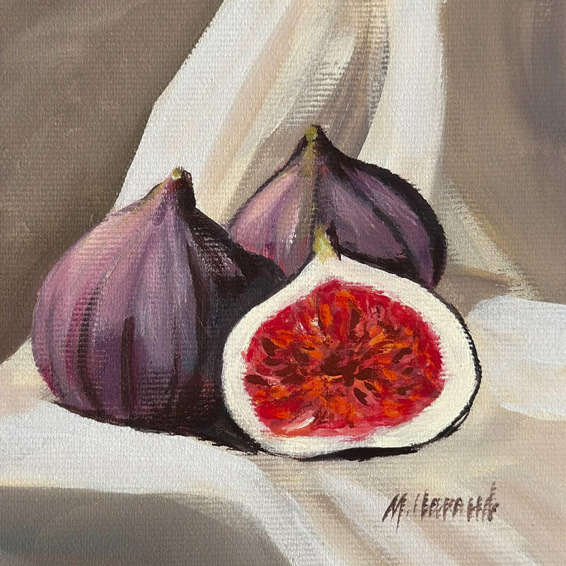 Painting FIGUES by Clavaud Morgane | Painting Figurative Still-life Acrylic
