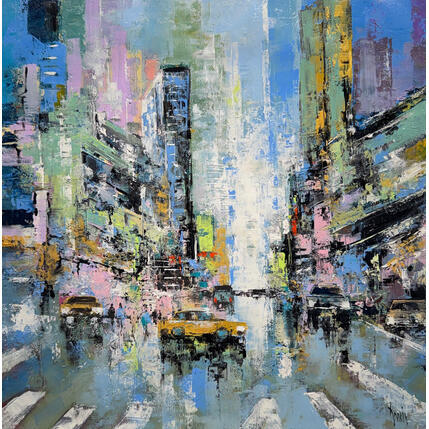 Peinture American city Fd5 par Dessein Pierre | Tableau Figuratif Huile
