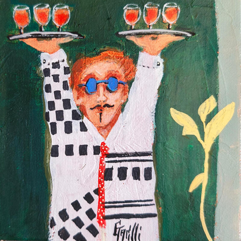 Peinture A strange waiter par Garilli Nicole | Tableau Figuratif Scènes de vie Acrylique