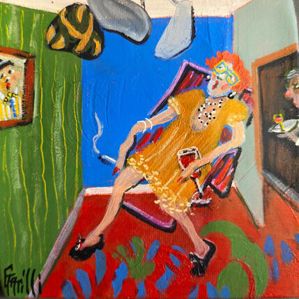 Peinture Une pause bien méritée  par Garilli Nicole | Tableau Figuratif Acrylique Scènes de vie