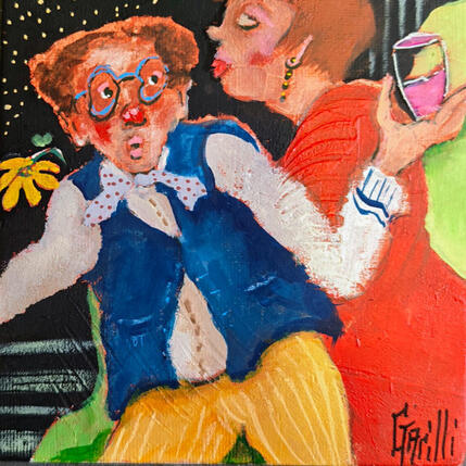 Peinture Happiness is in the glass par Garilli Nicole | Tableau Figuratif Acrylique Scènes de vie
