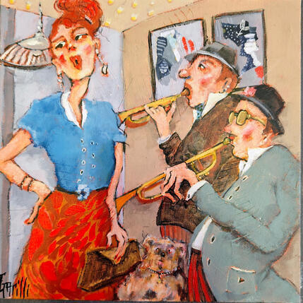 Peinture Jamais sans lui... par Garilli Nicole | Tableau Figuratif Acrylique Scènes de vie