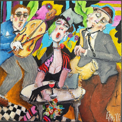 Peinture Entre les 2 mon cœur balance  par Garilli Nicole | Tableau Figuratif Acrylique Scènes de vie