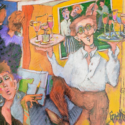 Painting Monsieur adore recevoir. by Garilli Nicole | Painting Figurative Acrylic Life style