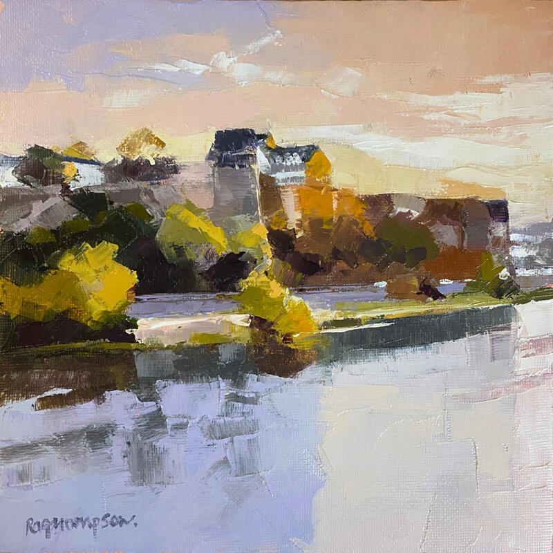 Painting Golden hour by Gray Thompson Rachael | Painting Figurative Landscapes Oil