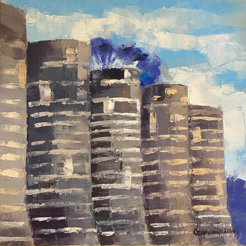 Painting Flanc by Gray Thompson Rachael | Painting Figurative Landscapes Urban Architecture Oil