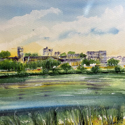 Painting Angers, le Château vu de La Maine  by Hoffmann Elisabeth | Painting
