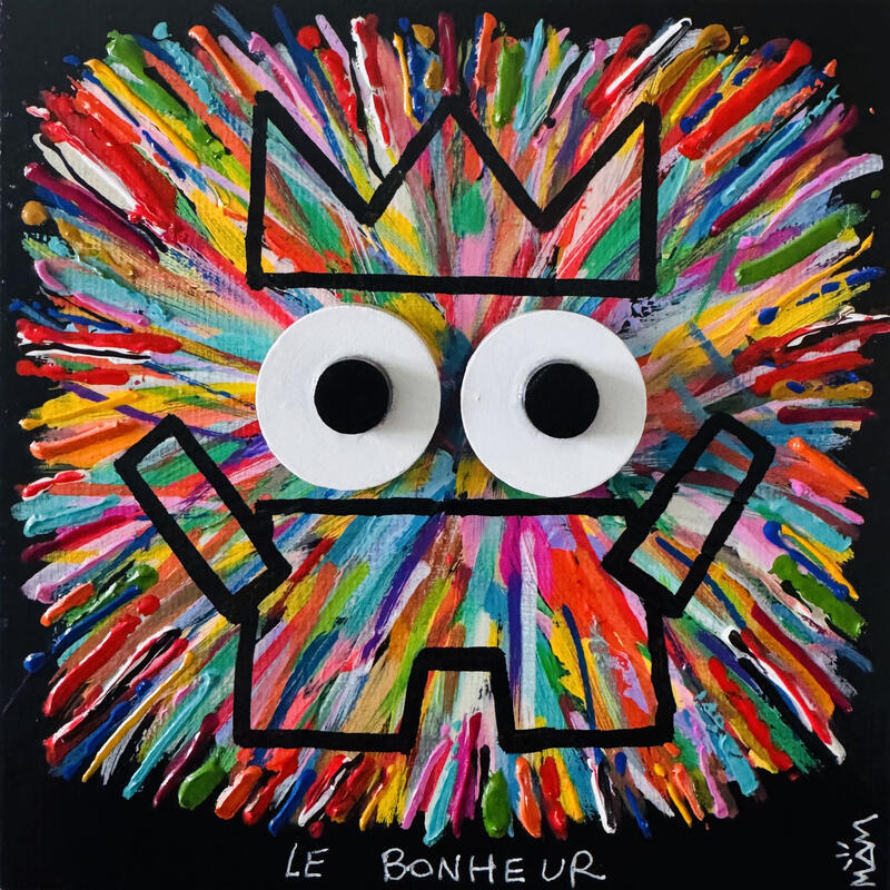 Painting LE BONHEUR by Mam | Painting Pop-art Pop icons Acrylic Gluing
