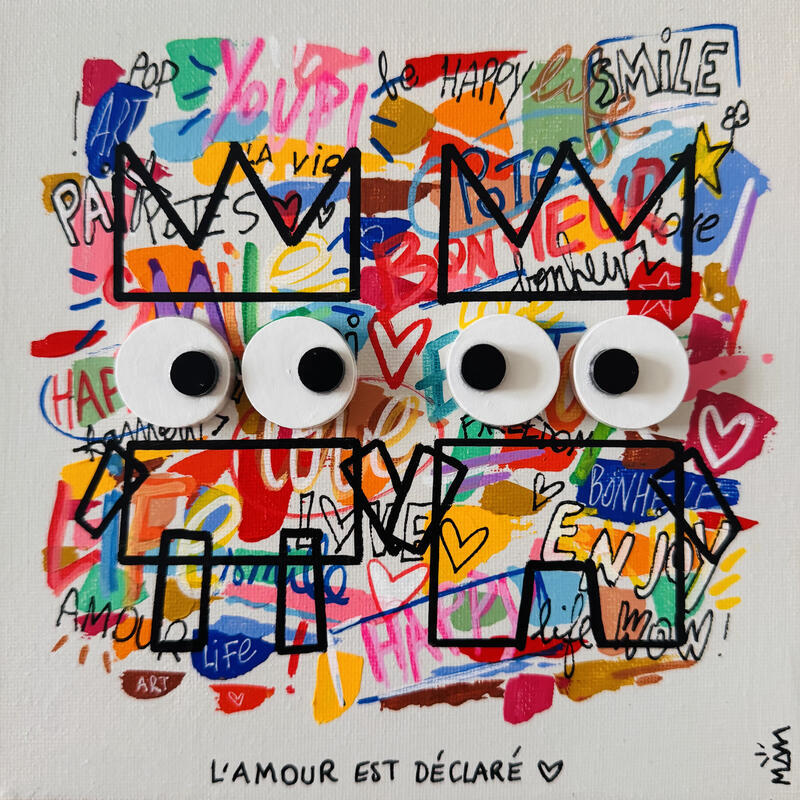 Painting L' AMOUR by Mam | Painting Pop-art Pop icons Graffiti Acrylic