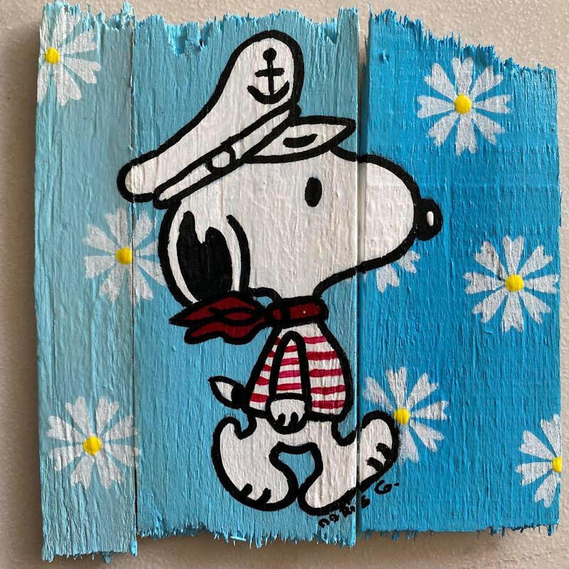Peinture F1 Snoopy marin par Marie G. | Tableau Pop-art Icones Pop Bois Acrylique