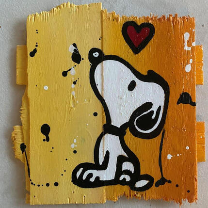 Painting F1 Snoopy LOVE by Marie G. | Painting Pop-art Acrylic, Wood Pop icons