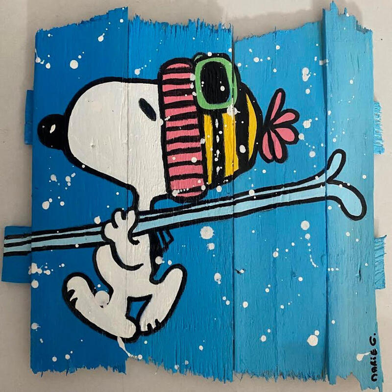 Painting F2 Skieur by Marie G. | Painting Pop-art Pop icons Wood Acrylic