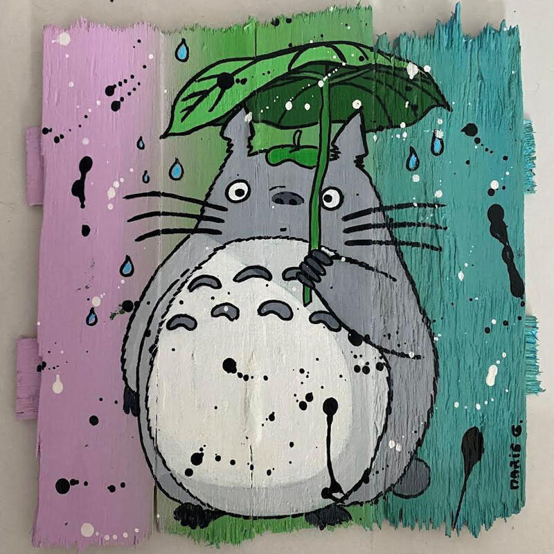 Painting F2 Totoro by Marie G. | Painting Pop-art Pop icons Wood Acrylic