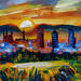 Gemälde Profils de Lyon von Sheremet Ion | Gemälde Impressionismus Landschaften Urban Architektur Acryl