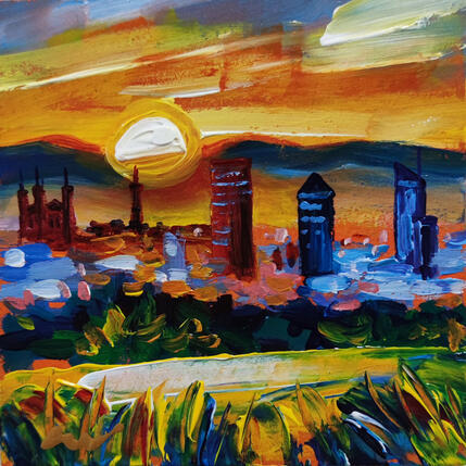 Gemälde Profils de Lyon von Sheremet Ion | Gemälde Impressionismus Acryl Architektur, Landschaften, Urban