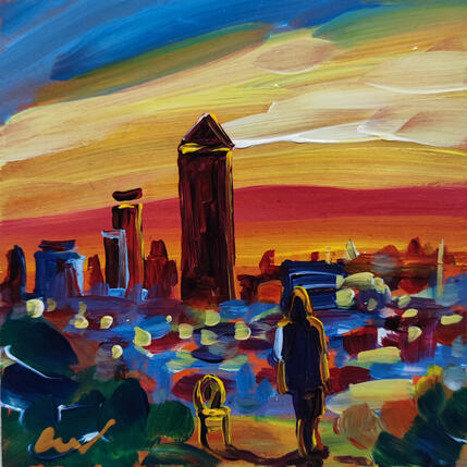 Painting Regard sur la Cité by Sheremet Ion | Painting Impressionism Acrylic Architecture, Life style, Urban
