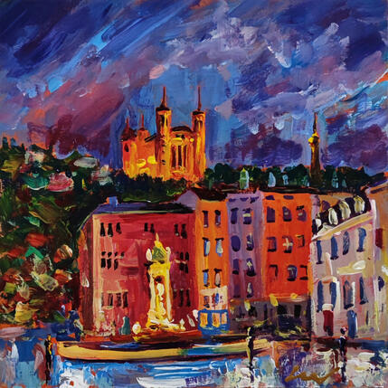 Gemälde Nuit sur la Place Saint-Jean von Sheremet Ion | Gemälde Impressionismus Acryl Architektur, Landschaften, Pop-Ikonen, Urban