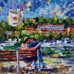 Painting Instant Partagé by Sheremet Ion | Painting Impressionism Acrylic Architecture, Landscapes, Pop icons, Urban