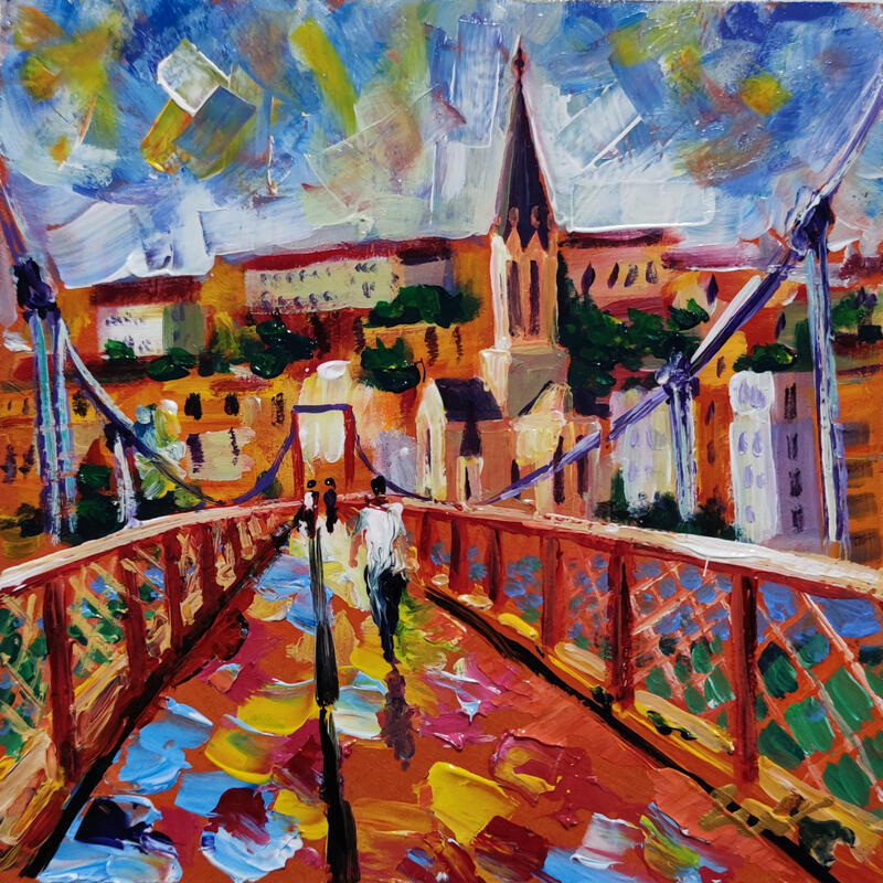 Peinture Traversée de Saint-Georges par Sheremet Ion | Tableau Impressionnisme Paysages Urbain Architecture Acrylique