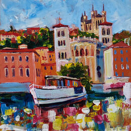 Painting Rives de Saint-Jean by Sheremet Ion | Painting Impressionism Acrylic Architecture, Landscapes, Pop icons, Urban