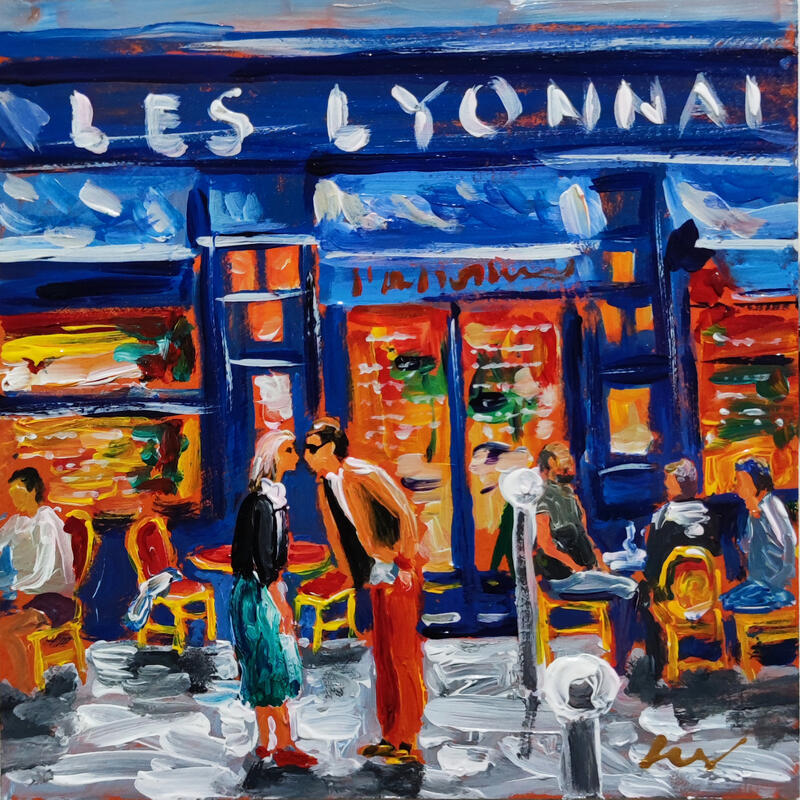 Peinture Devant Les Lyonnais par Sheremet Ion | Tableau Impressionnisme Paysages Urbain Architecture Acrylique