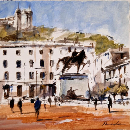 Painting perspective sur fourviere by Poumelin Richard | Painting