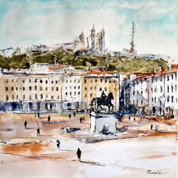 Gemälde la place bellecour von Poumelin Richard | Gemälde