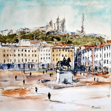 Painting la place bellecour by Poumelin Richard | Painting