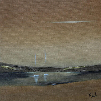 Painting Evasion 99 by Roussel Marie-Ange et Fanny | Painting Figurative Oil Marine, Minimalist