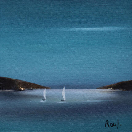Painting Instant d'émotion 99 by Roussel Marie-Ange et Fanny | Painting Figurative Oil Marine, Minimalist