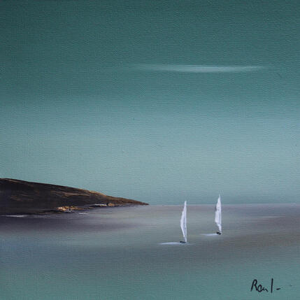 Peinture Plénitude 99 par Roussel Marie-Ange et Fanny | Tableau Figuratif Huile Marine, Minimaliste
