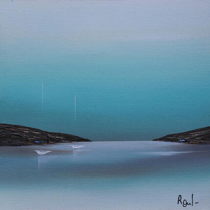 Painting Plénitude 99 by Roussel Marie-Ange et Fanny | Painting Figurative Oil Marine, Minimalist, Pop icons