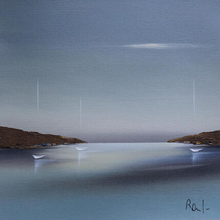 Painting Douce quiétude 99 by Roussel Marie-Ange et Fanny | Painting Figurative Oil Marine, Minimalist