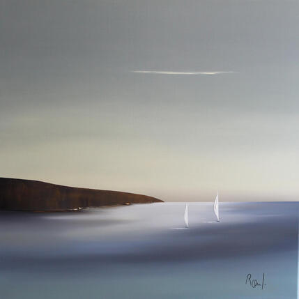 Painting Douce quiétude 99 by Roussel Marie-Ange et Fanny | Painting Figurative Oil Marine, Minimalist