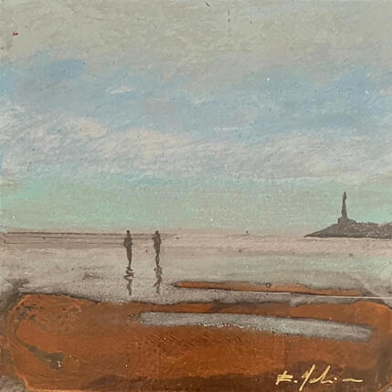 Gemälde La jetée 1 von Mahieu Bertrand | Gemälde Figurativ Metall Landschaften