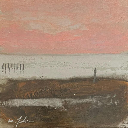 Gemälde Soir aux Salins 2 von Mahieu Bertrand | Gemälde Figurativ Metall Landschaften