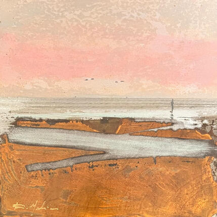 Gemälde Un soir à la plage  von Mahieu Bertrand | Gemälde Figurativ Metall Landschaften, Pop-Ikonen