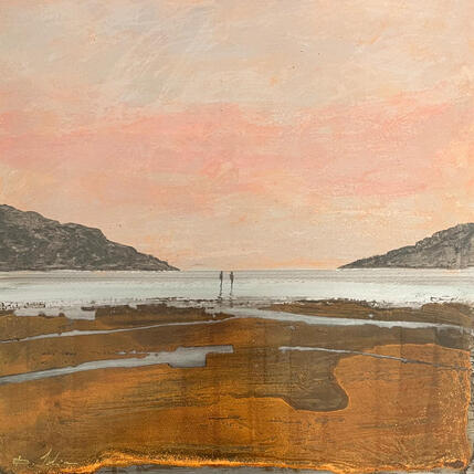 Painting Les Criques un soir by Mahieu Bertrand | Painting Figurative Metal Landscapes